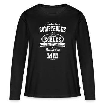 Comptables égales meilleures naissent en Mai - T-shirt manches longues Premium bio Femme - noir - Devant - Julia (174cm)