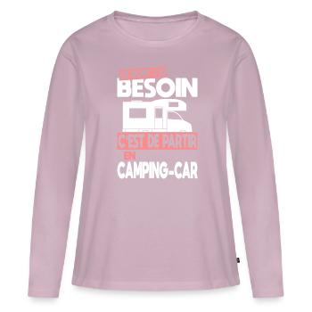 Ce dont j'ai besoin c'est de partir en Camping-car - T-shirt manches longues Premium bio Femme - rose poudré - Devant - Julia (174cm)