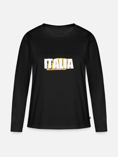 Italia - Frauen Premium Bio Langarmshirt - Schwarz