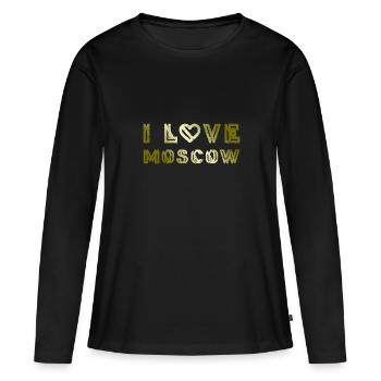 J’aime Moscou - T-shirt manches longues Premium bio Femme - noir - Devant - Julia (174cm)