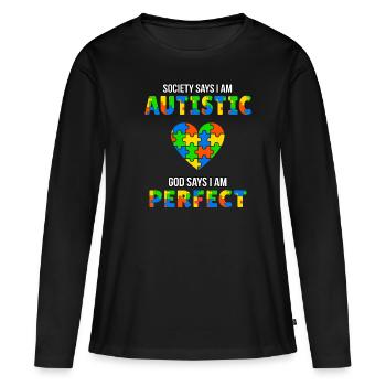 Autisme sort doux Autism Autist Asperger Syndrome - T-shirt manches longues Premium bio Femme - noir - Devant - Julia (174cm)