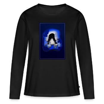Waldweihnacht im Scherenschnitt Stil - Frauen Premium Bio Langarmshirt - Schwarz - Vorne - Julia (174cm)
