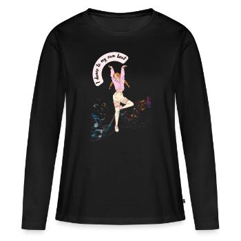 Ich tanze zu meinem eigenen Beat - Frauen Premium Bio Langarmshirt - Schwarz - Vorne - Julia (174cm)