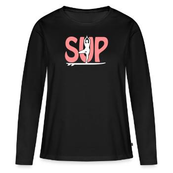 SUP Yoga - T-shirt manches longues Premium bio Femme - noir - Devant - Julia (174cm)