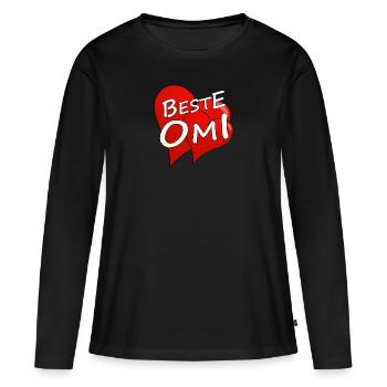 BESTE OMI - Frauen Premium Bio Langarmshirt - Schwarz - Vorne - Julia (174cm)