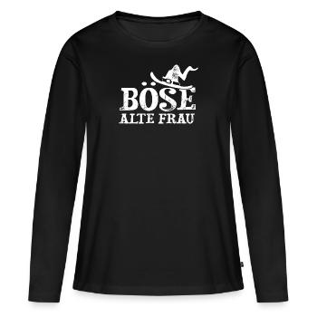 Böse Alte Frau Oma Rentner Großmutter Hexe - Frauen Premium Bio Langarmshirt - Schwarz - Vorne - Julia (174cm)