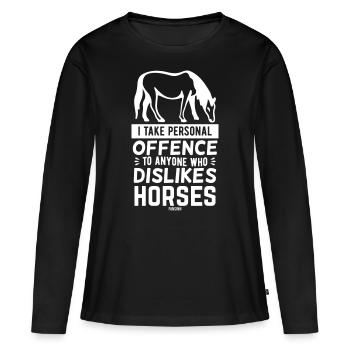 Horse stable Riding stable Pony riding saying - Women's Premium Organic Long Sleeve Shirt - black - Front - Julia (174cm)