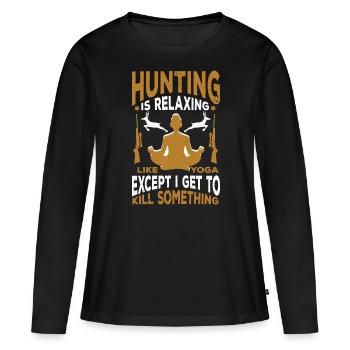 Chasse Chasse Chasseur Fusil Tir Chasse Chasse - T-shirt manches longues Premium bio Femme - noir - Devant - Julia (174cm)