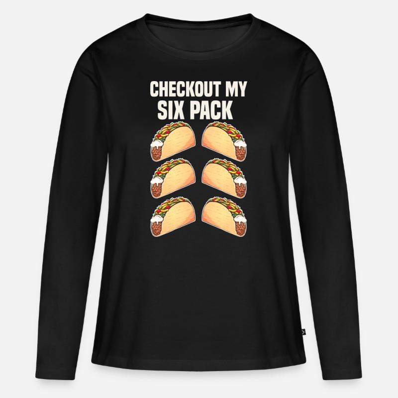 taco checkout my six pack - Frauen Premium Bio Langarmshirt - Schwarz