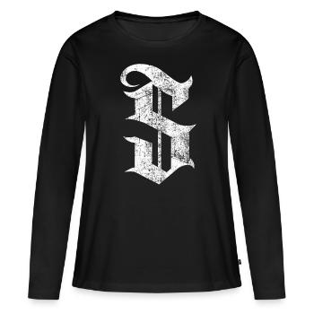 Tshirt alphabet initial S - T-shirt manches longues Premium bio Femme - noir - Devant - Julia (174cm)