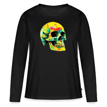 Totenkopf - Frauen Premium Bio Langarmshirt - Schwarz - Vorne - Julia (174cm)