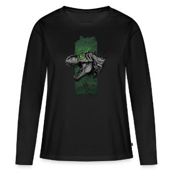 Souverain radieux : T-Rex épique aux yeux brillants - T-shirt manches longues Premium bio Femme - noir - Devant - Julia (174cm)
