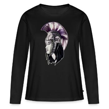 Fier guerrier avec casque Sparta - T-shirt manches longues Premium bio Femme - noir - Devant - Julia (174cm)