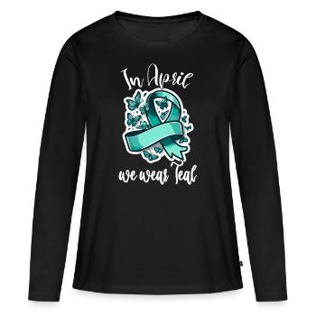 En avril, nous portons le mois de la sensibilisation à la sexualité sarcelle - T-shirt manches longues Premium bio Femme - noir - Devant - Julia (174cm)