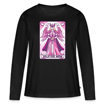 Carte Viking Maman Valkyrie - T-shirt manches longues Premium bio Femme - noir - Devant - Julia (174cm)
