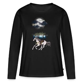 Cheval de l’Ouest sauvage Western Chevaux Cheval Gaule Nature - T-shirt manches longues Premium bio Femme - noir - Devant - Julia (174cm)
