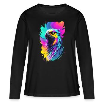 Aigle coloré dans le style splash art - T-shirt manches longues Premium bio Femme - noir - Devant - Julia (174cm)