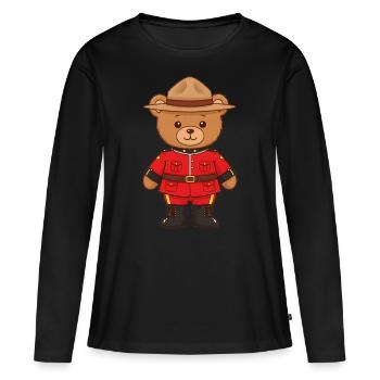 Ours en peluche Policier canadien Mountie - T-shirt manches longues Premium bio Femme - noir - Devant - Julia (174cm)
