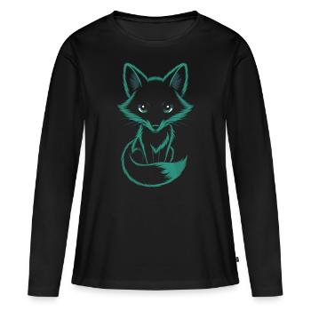 Renard mystique en turquoise - T-shirt manches longues Premium bio Femme - noir - Devant - Julia (174cm)