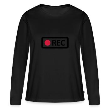 Camera REC recording button. Record, live, rec - Women's Premium Organic Long Sleeve Shirt - black - Front - Julia (174cm)