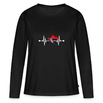 Croates Croate Croate Hrvatska Heartbeat Croatie - T-shirt manches longues Premium bio Femme - noir - Devant - Julia (174cm)