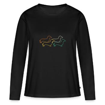 Chien teckel - T-shirt manches longues Premium bio Femme - noir - Devant - Julia (174cm)