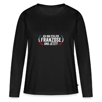Français Français France - T-shirt manches longues Premium bio Femme - noir - Devant - Julia (174cm)