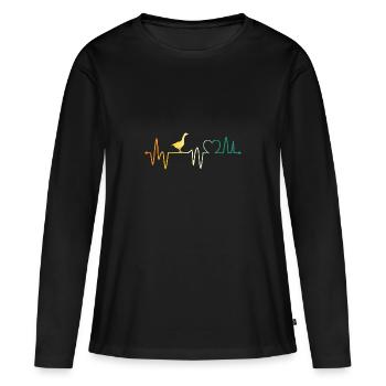 Heartbeat Goose - Women's Premium Organic Long Sleeve Shirt - black - Front - Julia (174cm)