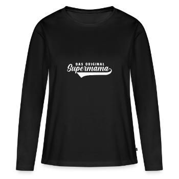 Maman Maman - T-shirt manches longues Premium bio Femme - noir - Devant - Julia (174cm)