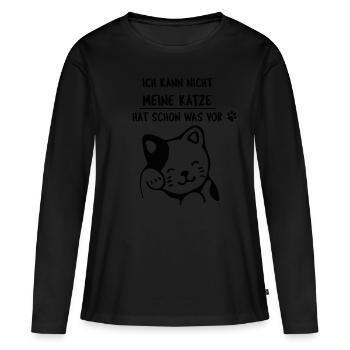 Katze Katzen Kater Geschenk Liebe Siam Maine Coon - Frauen Premium Bio Langarmshirt - Schwarz - Vorne - Julia (174cm)