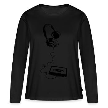 Sound on - T-shirt manches longues Premium bio Femme - noir - Devant - Julia (174cm)