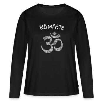 Yoga Om Namaste - Frauen Premium Bio Langarmshirt - Schwarz - Vorne - Julia (174cm)