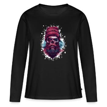 Bûcheron Crâne Bûcheron - T-shirt manches longues Premium bio Femme - noir - Devant - Julia (174cm)