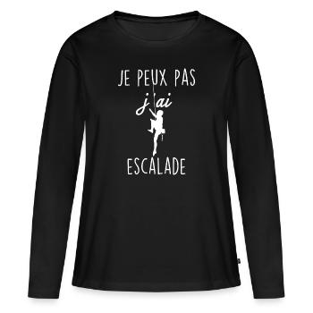Je peux pas j ai escalade - T-shirt manches longues Premium bio Femme - noir - Devant - Julia (174cm)