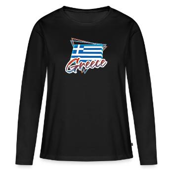 Grèce - T-shirt manches longues Premium bio Femme - noir - Devant - Julia (174cm)