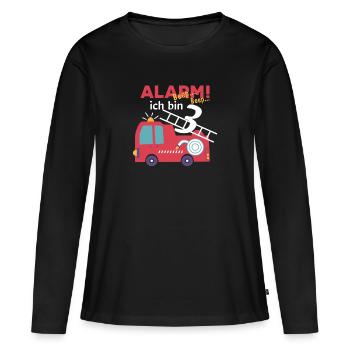 Alarm! Ich bin 3 Feuerwehr Design - Frauen Premium Bio Langarmshirt - Schwarz - Vorne - Julia (174cm)