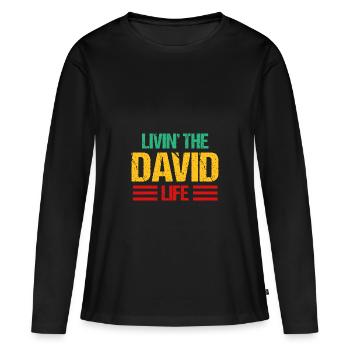 David - T-shirt manches longues Premium bio Femme - noir - Devant - Julia (174cm)