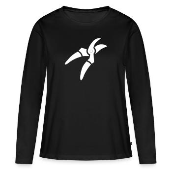 Schere - Frauen Premium Bio Langarmshirt - Schwarz - Vorne - Julia (174cm)