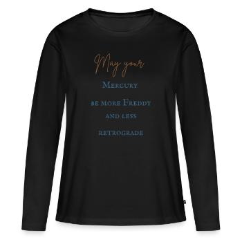 Rückläufiger Merkur - Frauen Premium Bio Langarmshirt - Schwarz - Vorne - Julia (174cm)