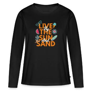 Live by the sun and sand - T-shirt manches longues Premium bio Femme - noir - Devant - Julia (174cm)