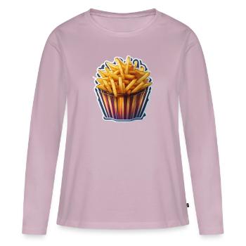 Frites - T-shirt manches longues Premium bio Femme - rose poudré - Devant - Julia (174cm)