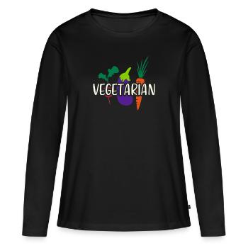 Végétarien végétarien - T-shirt manches longues Premium bio Femme - noir - Devant - Julia (174cm)