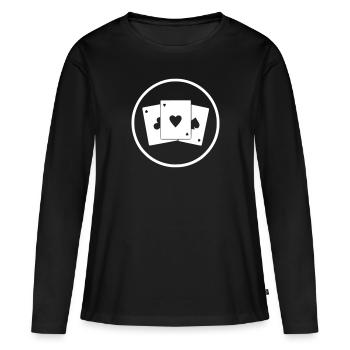 Jeu de cartes Casino - T-shirt manches longues Premium bio Femme - noir - Devant - Julia (174cm)