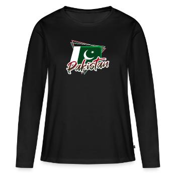 Pakistan - T-shirt manches longues Premium bio Femme - noir - Devant - Julia (174cm)