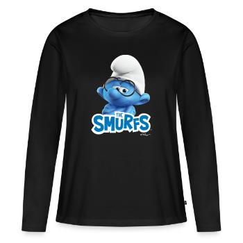 Les Schtroumpfs Le Schtroumpf À Lunettes Smurfs - T-shirt manches longues Premium bio Femme - noir - Devant - Julia (174cm)