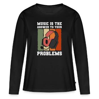 Problem Nicht mein Problem Mir Egal - Frauen Premium Bio Langarmshirt - Schwarz - Vorne - Julia (174cm)
