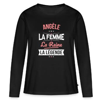Angèle - La Femme - La Reine - La Légende - T-shirt manches longues Premium bio Femme - noir - Devant - Julia (174cm)