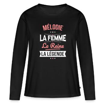 Mélodie - La Femme - La Reine - La Légende - T-shirt manches longues Premium bio Femme - noir - Devant - Julia (174cm)