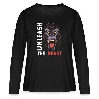 Chimpanzé singe primate - T-shirt manches longues Premium bio Femme - noir - Devant - Julia (174cm)