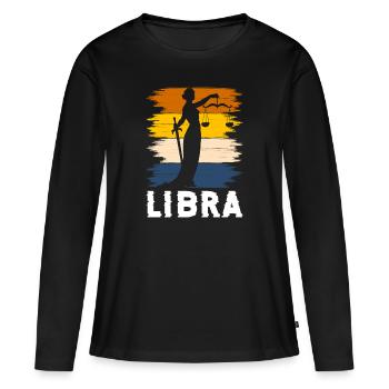 Constellation de l’horoscope de la Balance - T-shirt manches longues Premium bio Femme - noir - Devant - Julia (174cm)
